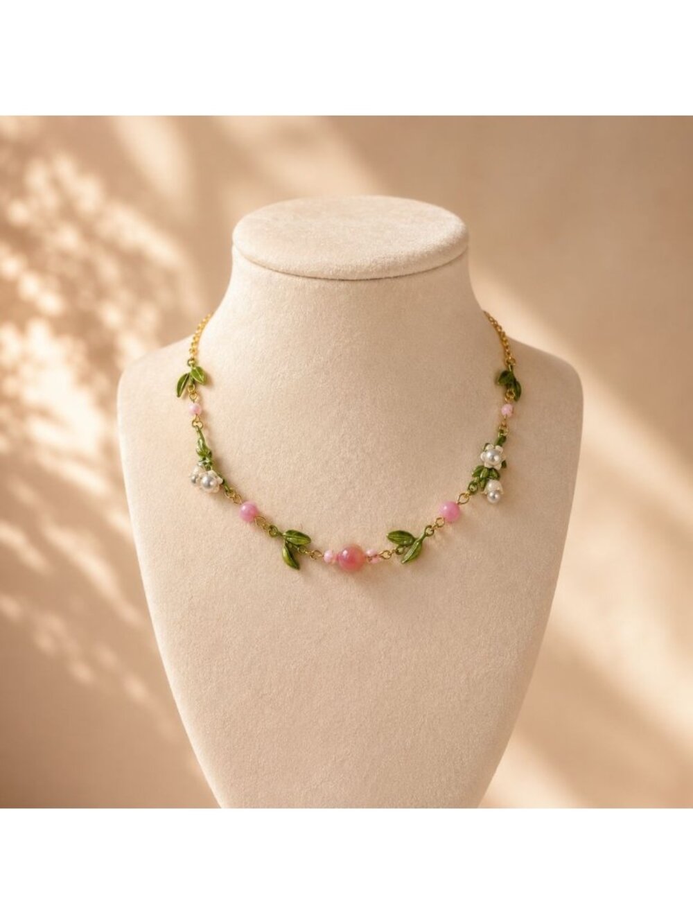 Pink Chalcedony Necklace Fairycore Floral Necklace Cottagecore Jewelry